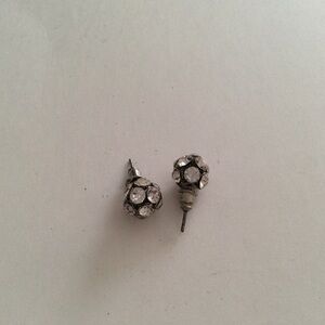 Earrings crystal balls silver tone small bjr